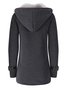 Women Horn Button Coton Fleece Hooded Duffle Coat